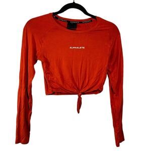 Alphalete Aspire Signature‎ Long Sleeve Tie Small Dark Orange Soft Cropped